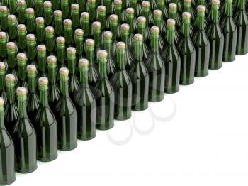 Multiple rows with champagne bottles