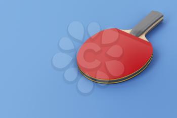 Table tennis racket on blue background 