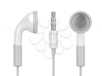 Earphones with 3.5mm headphone plug, isolated on white background 