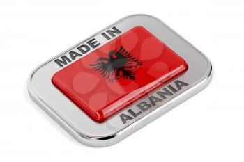 Made in Albania, silver badge with Albanian flag inside
