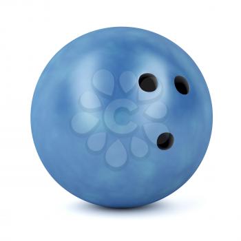 Blue bowling ball on white background