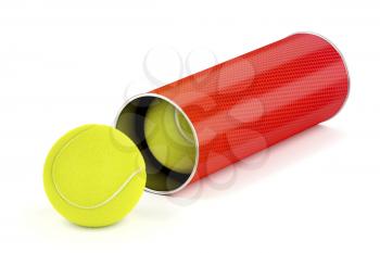 Can with new tennis balls on white background