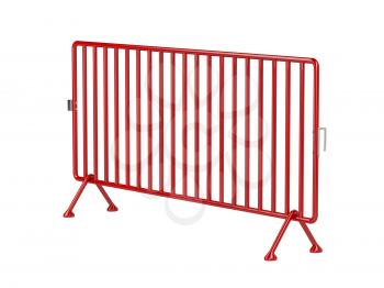 Red mobile fence isolated on white background 