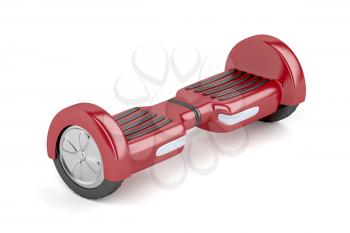 Red self-balancing scooter on white background