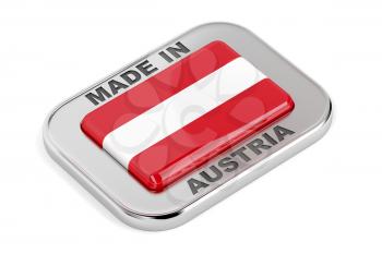 Silver badge Made in Austria with Austrian flag 