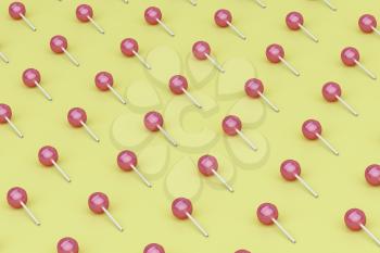 Many rows with sweet lollipops