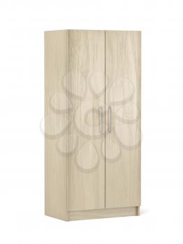 Wooden wardrobe on white background