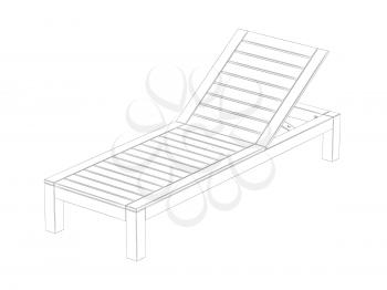 3d wire-frame model of sun lounger on white background