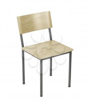 Wooden chair on white background, 3D illustration