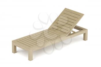 Wooden sun lounger on white background 