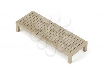 Wooden sunbed on white background