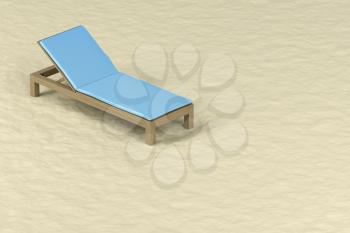 Wood sun lounger with mattress on the beach