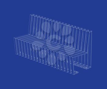 3D wire-frame model of modern bench