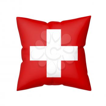 Pillow with the flag of Switzerland isolated on white background