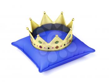 Gold crown on blue pillow