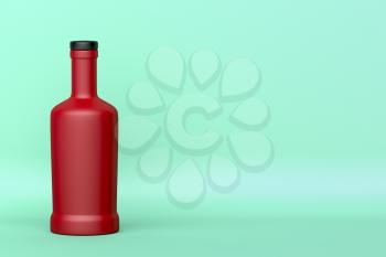 Matte red bottle for alcoholic beverage