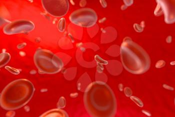 Blood and red blood cells,abstract conception,life and health,3d rendering. Computer digital drawing.