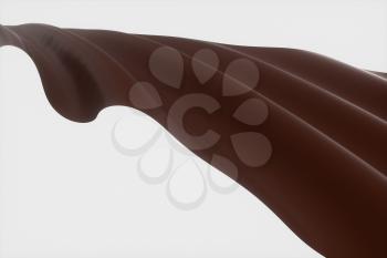 Waves of caramel and chocolate, 3d rendering. Computer digital drawing.