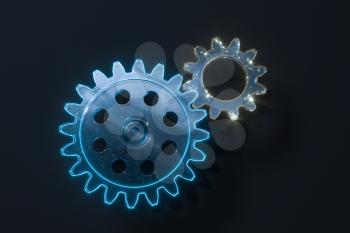 Industrial gear,mechanical structure,3d rendering. Computer digital drawing.