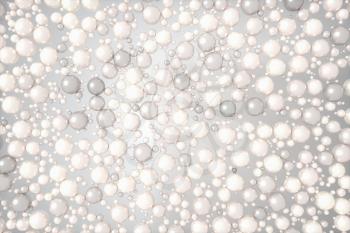 Pearls and bubbles with white background, 3d rendering. Computer digital drawing.
