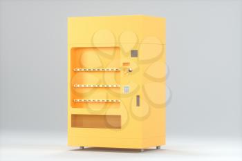 The orange model of vending machine with white background, 3d rendering. Computer digital drawing.