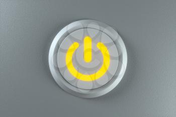 Button and switch with dark background,abstract conception ,3d rendering. Computer digital drawing.