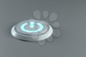 Button and switch with grey background,abstract conception ,3d rendering. Computer digital drawing.