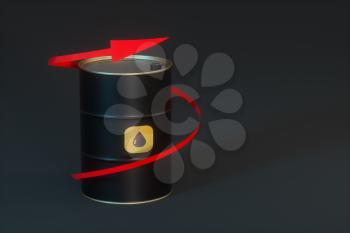 Oil barrel with black background,3d rendering. Computer digital drawing.