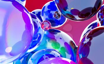 Glass balls with vivid colors, 3d rendering. Computer digital drawing.