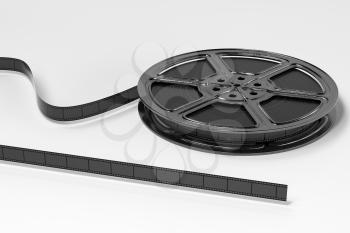 Film tapes with white background, 3d rendering. Computer digital drawing.