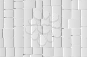 Tile white cubes with gap, 3d rendering. Computer digital drawing.
