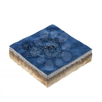 Water cube with splashing water, 3d rendering. Computer digital drawing.