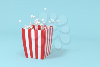 Scattered popcorn, sweet food, 3d rendering. Computer digital drawing.