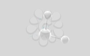 Simplicity chemical molecule with white background, 3d rendering. Computer digital drawing.