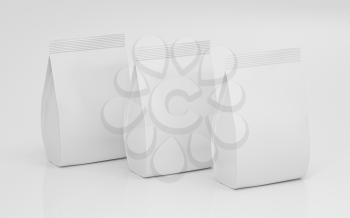 White blank branding package bag, 3d rendering. Computer digital drawing.