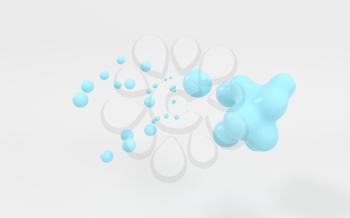 Decompose of the blue color sphere, 3d rendering. Computer digital drawing.