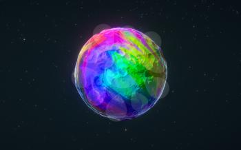 Colorful sphere with black background, 3d rendering. Computer digital drawing.