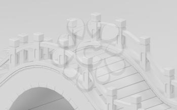 Arch bridge with white background, 3d rendering. Computer digital drawing.
