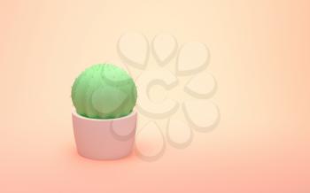 Cactus with a pink background, 3d rendering. Computer digital drawing.