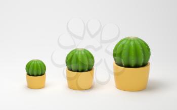 Cactus with a white background, 3d rendering. Computer digital drawing.