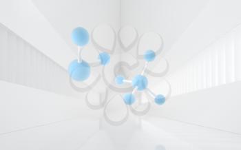 Molecule with white background, 3d rendering. Computer digital drawing.