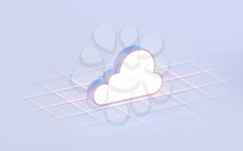 Cloud with white gridding background, 3d rendering.