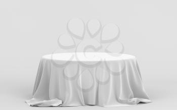 Empty table with white background, 3d rendering. Computer digital drawing.