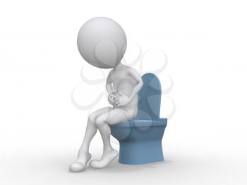 Royalty Free Clipart Image of a Figure with a Stomach Ache