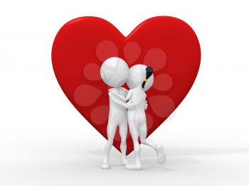 Royalty Free Clipart Image of Figures Hugging