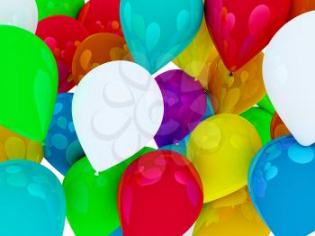Royalty Free Clipart Image of Brightly Coloured Balloons