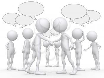 Royalty Free Clipart Image of a People and Speech Bubbles