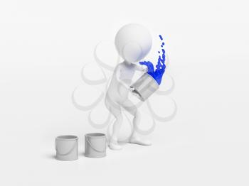 Royalty Free Clipart Image of a Figure Throwing a Bucket of Paint