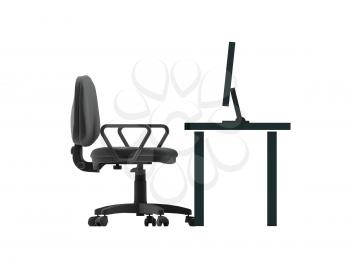 Royalty Free Clipart Image of a Chair and Desk