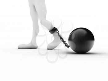 Royalty Free Clipart Image of a Foot in a Ball and Chain